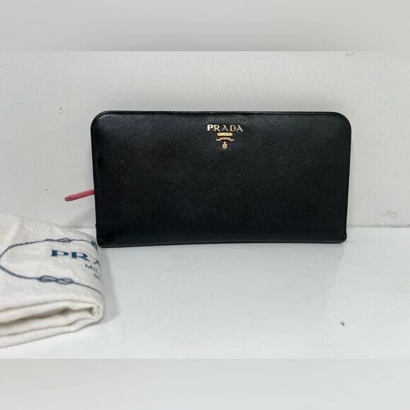 Prada Black Saffiano Leather Long Wallet - Picture 1 of 10